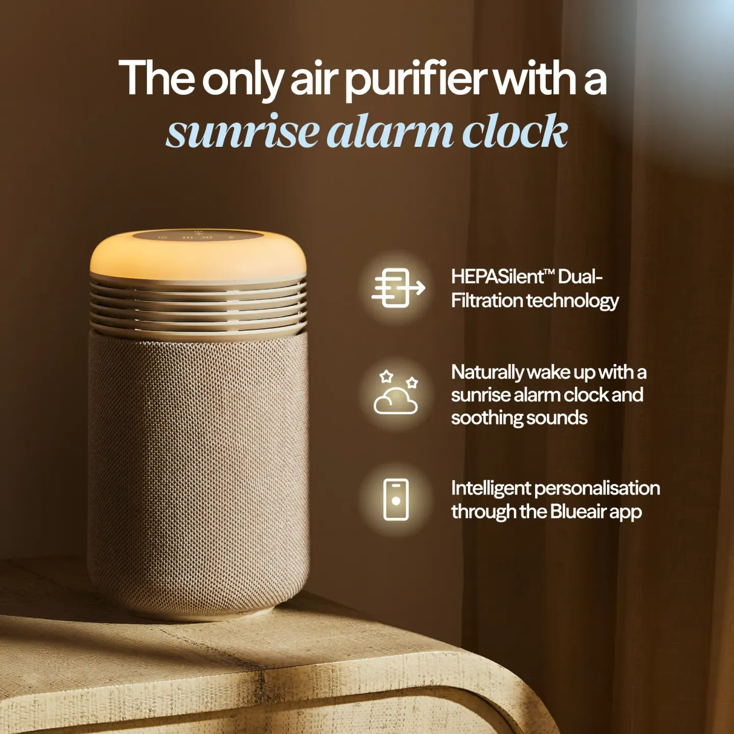 Blueair Blueair Mini Restful Sunrise Clock Air Purifier Bundle - Coastal Beige - thumbnail 2
