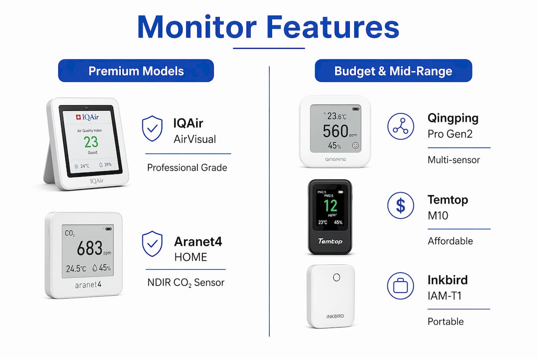 Infographic comparing air quality monitors