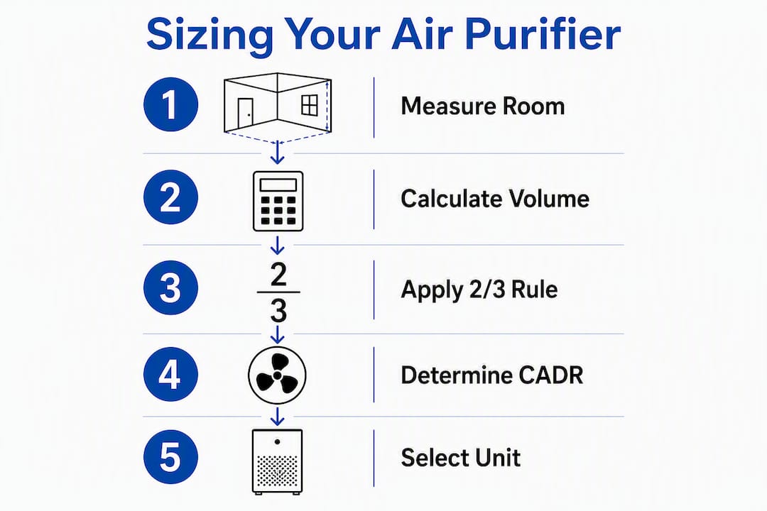 Infographic for sizing air purifier guide