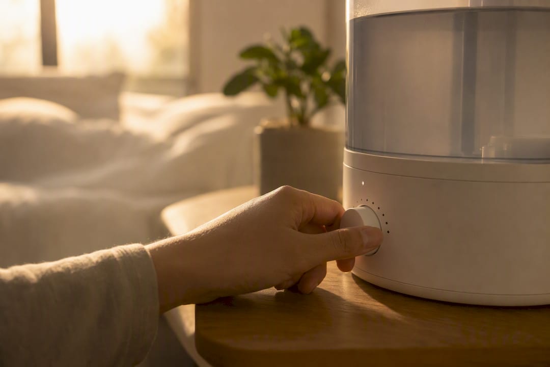 Hand adjusting humidifier control knob