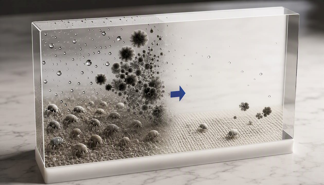Illustration of moisture reducing allergens