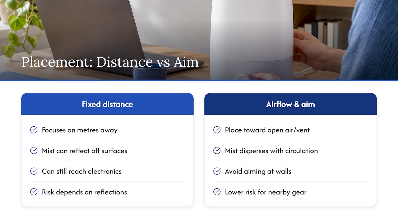 Comparison of humidifier distance and airflow